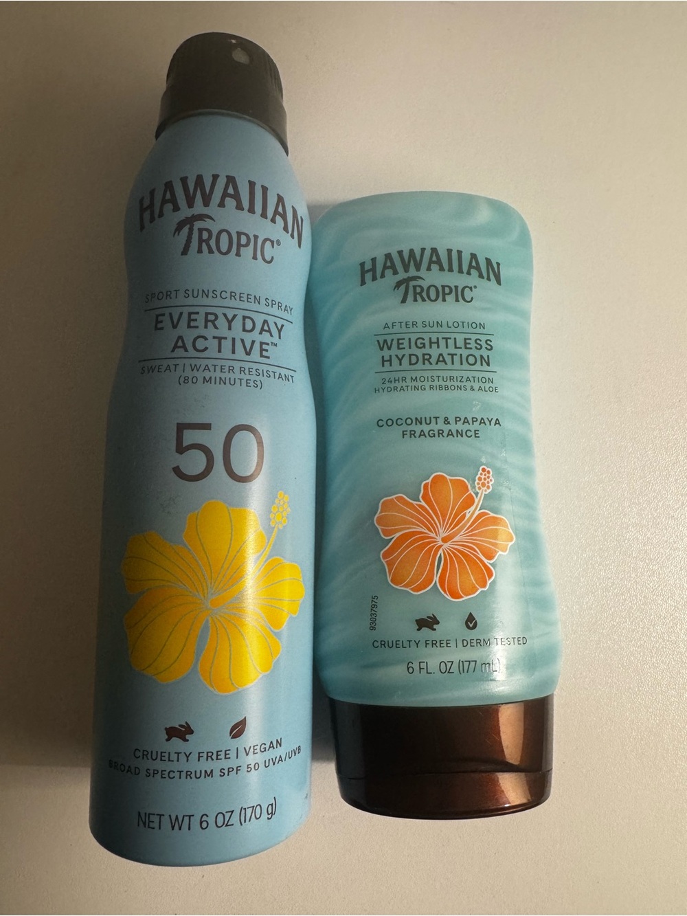 Hawaiian Tropic Active Everyday SPF 50 and Weightless Hydration